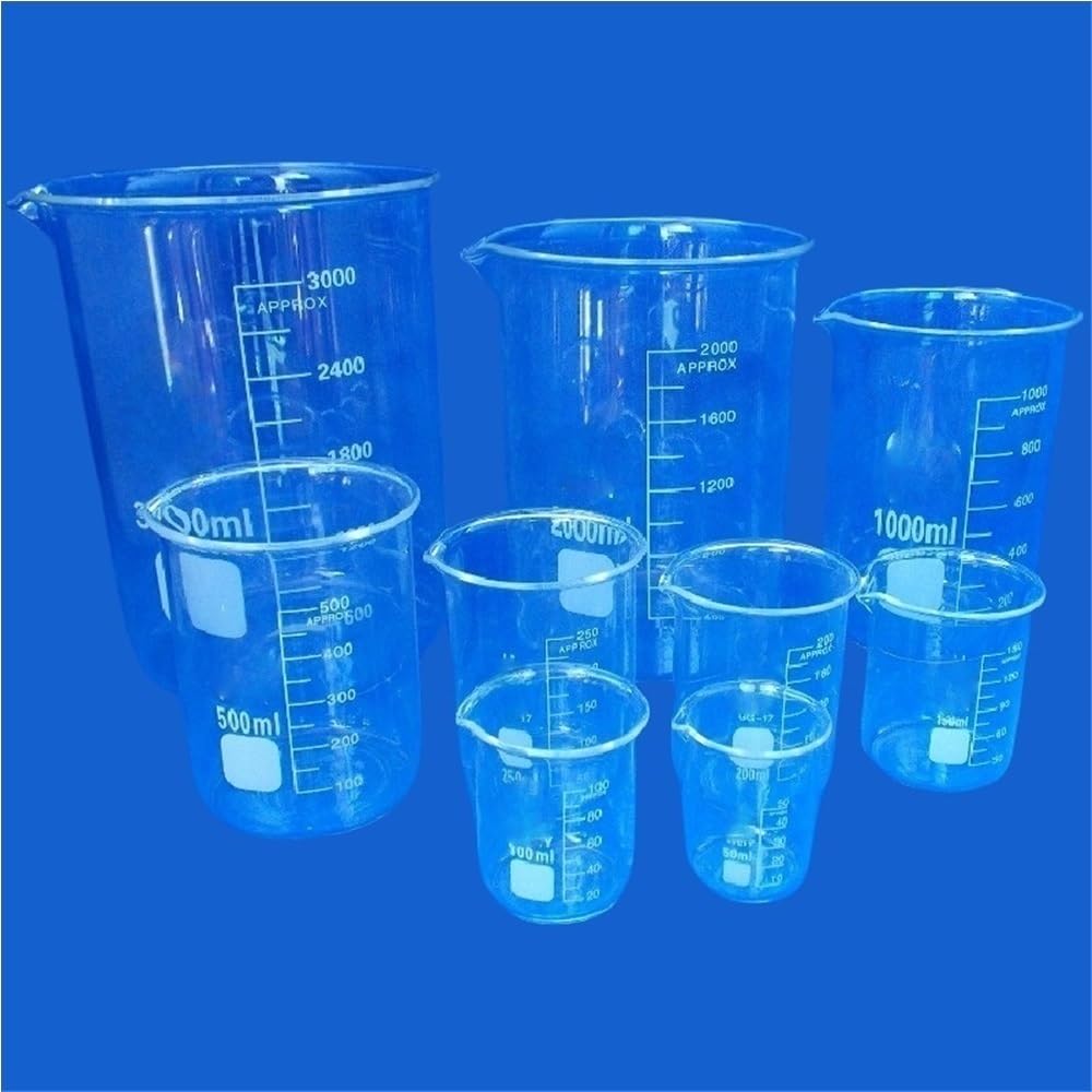 Laborglasbehälter 3000 ml Becherglas, Laborbedarf, transparentes aus Borosilikatglas, verdickt, mit Ausguss, 1 Stück