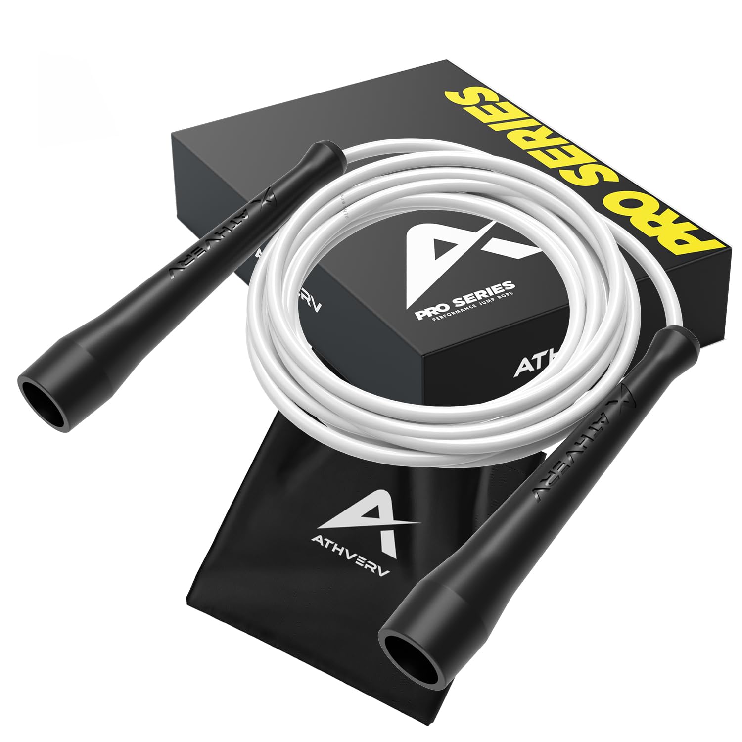 Pro Boxer Jump Rope, Speed Skipping Rope for Boxing Workout & Footwork (White)