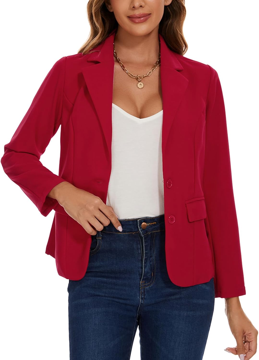 MINTLIMIT Blazers for Women Business Casual Long Sleeve Notched Lapel Button Work Office Blazers Jackets with Pockets - Image 3