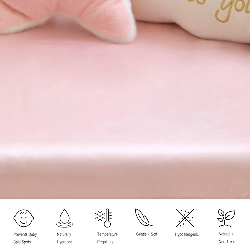 Miniatura 3 de Sábana bajera para cuna, seda de morera de grado 6A, sábanas prémium de seda pura de 22 momme para cuna, se adapta a colchones de hasta 8 pulgadas,