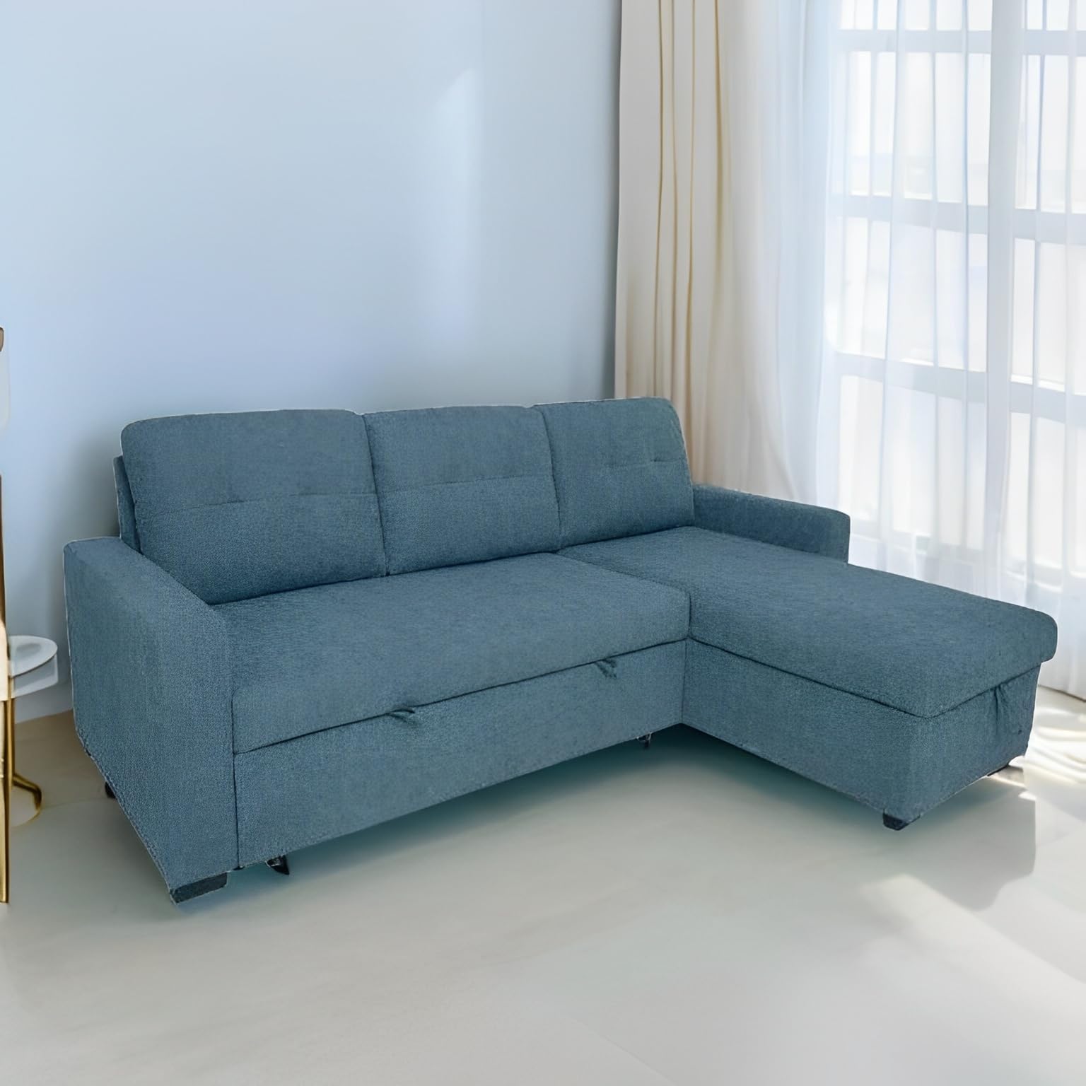 MUEBLIX.COM - Sofa 3 Plazas Chaiselongue Ojuel, Chaiselonge Intercambiable, Asientos y Respaldo Acolchados, Sofa Chaiselongue Cama con Arcon, Sofas de Salón Modernos, Color Gris