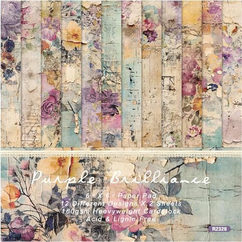 Scrapbooking Papier, 24 Feuilles Vintage Papier Scrapbooking Fleurs, 15 x 15 cm Papier Décoratif Scrapbooking, Papier à Motif Scrapbooking Accessoires pour...