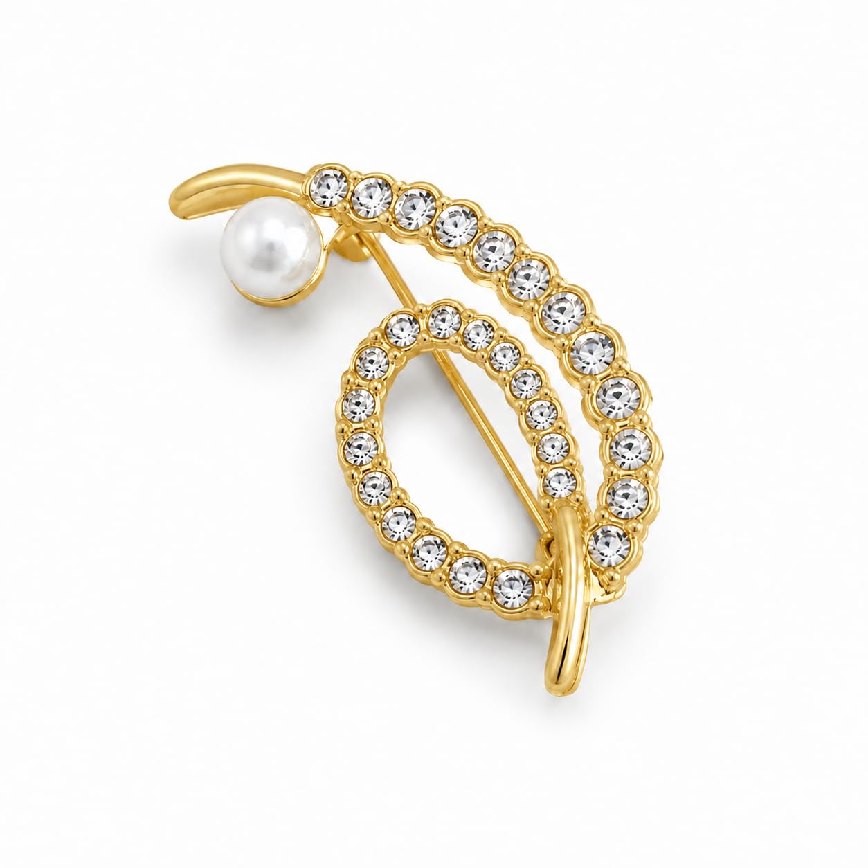 Aurelia Swirl With Pearl Brooch | Gold-image-47