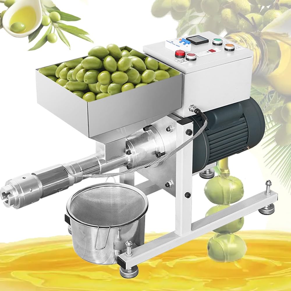 HCZKIUJY Olive Oil Press Machine 1500W | Temperature Adjustable Extraction for Nut Seeds | Stainless Steel | Flaxseed Peanuts Olive etc.