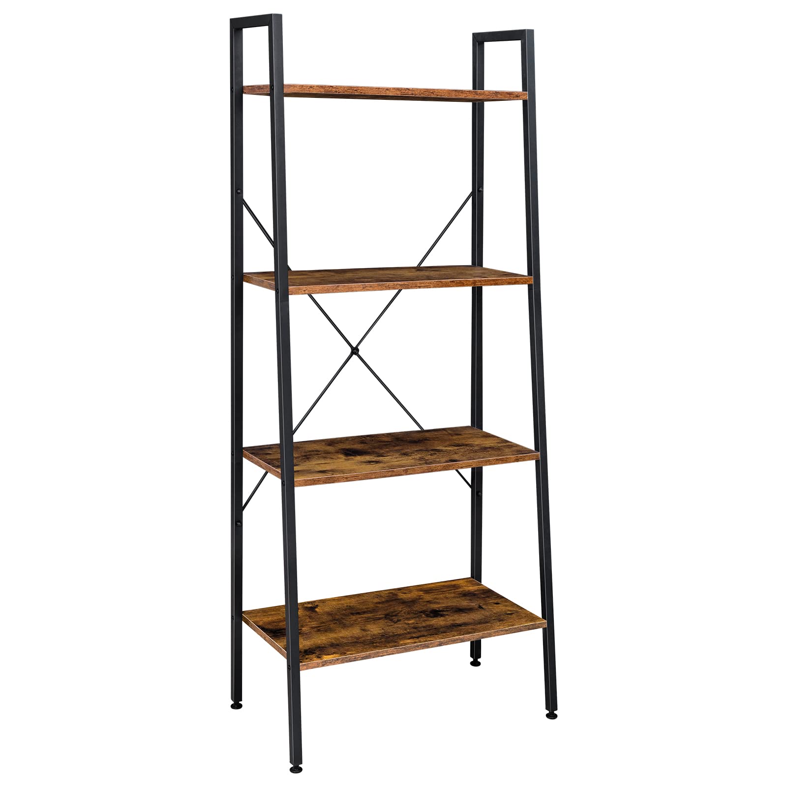 Bennio Brenny Ladder Shelf, 4-Tier Bookshelf ,Industrial Storage Rack Shelf for Living Room,Home Office, Bathroom