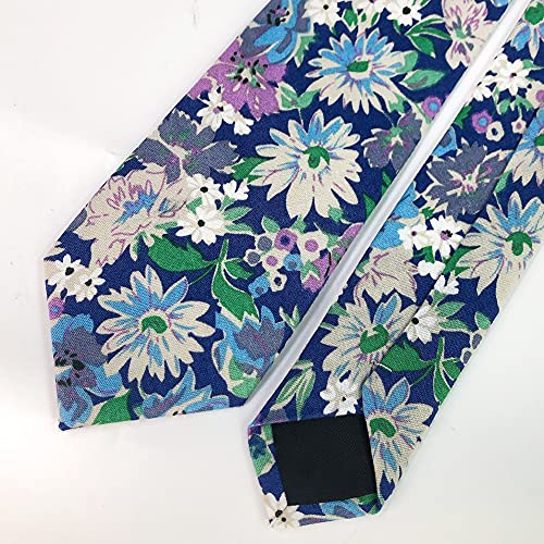 Image of Mantieqingway Floral Ties for Men Skinny Cotton Tie Flower Necktie