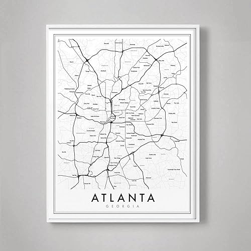 Modern Atlanta Neighborhood Map Print  Minimalist City Print  City Map print in multiple sizes 8 x 10 11" x 14" 16" x 20" 24" x 30"