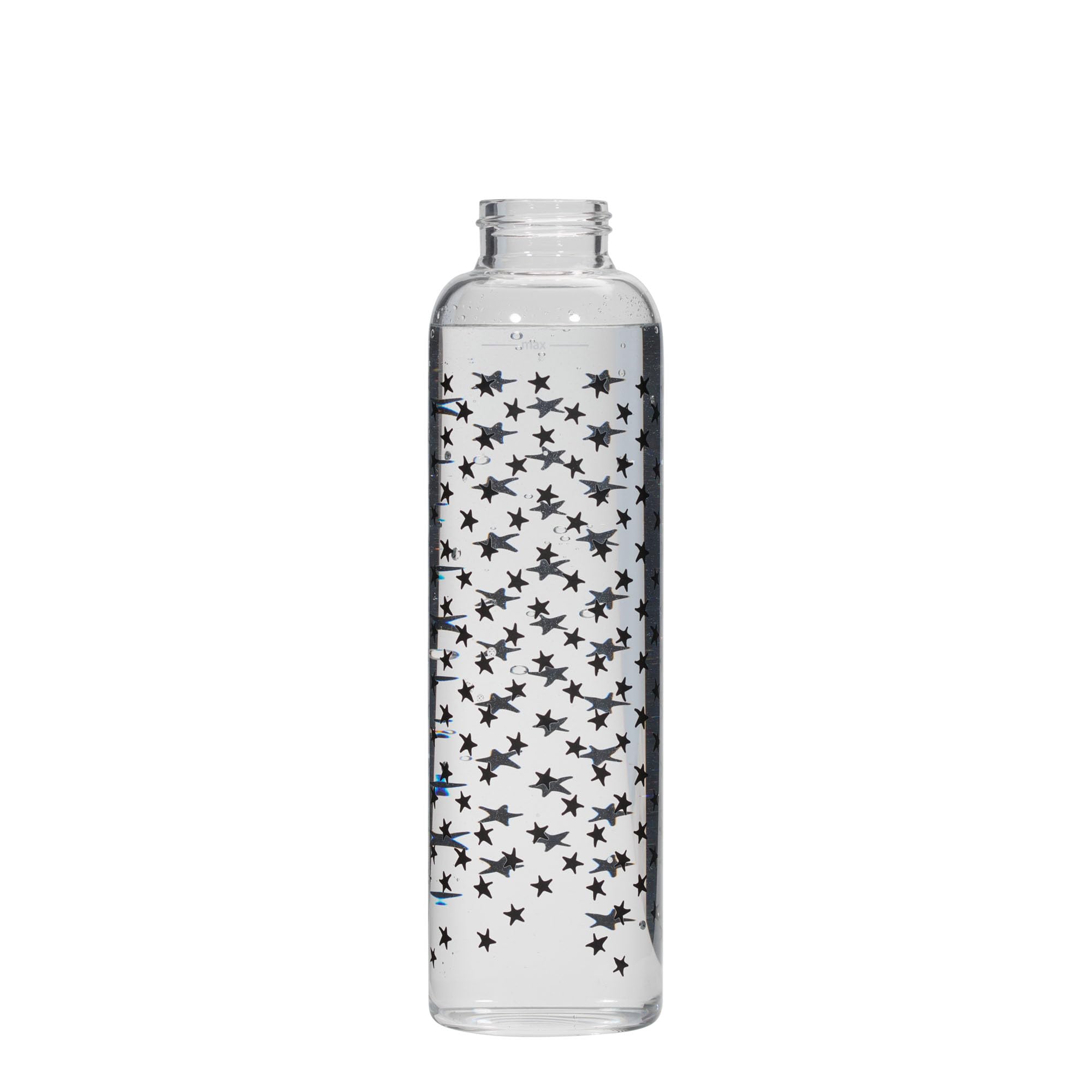 Set di 6 borracce Perseus da 500 ml con stelle nere in vetro trasparente con chiusura in metallo