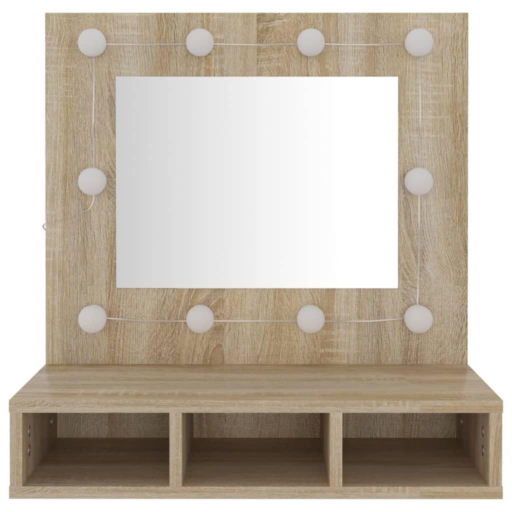 Helloshop26 Armoire à Miroir avec LED 60 x 31,5 x 62 cm chêne 02_0006670
