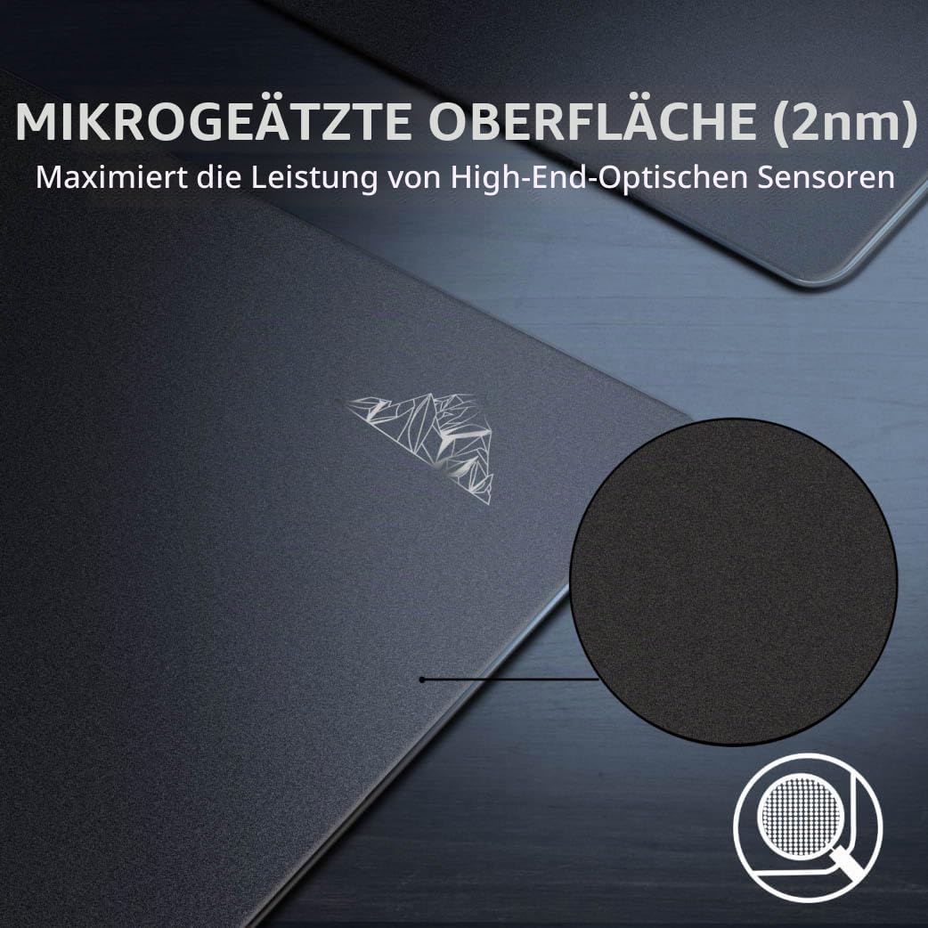 Glas Mauspad Gaming,450 * 400mm XL Mouse pad Gaming-Ultraglatte Oberfläche, geräuschminderndes Design, stoß- und Kratzfest-Schwarz