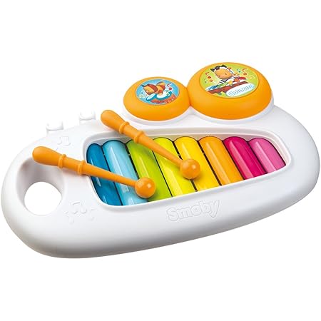 Smoby Cotoons Xylophone Instrument De Musique 2 Baguettes 2 Tambourins Poignee De Transport Jouet Pour Bebe Des 12 Mois Amazon Fr Jeux Et Jouets
