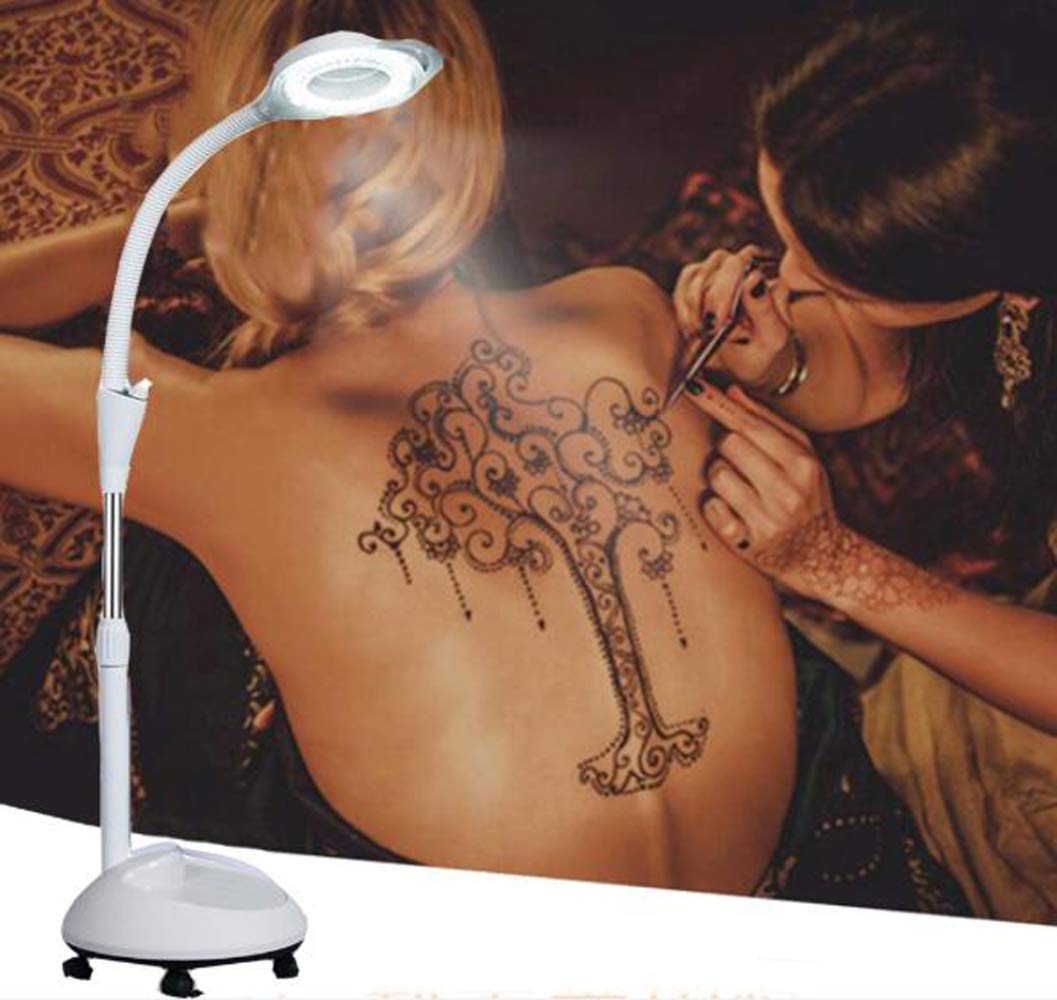 Lente d'ingrandimento pieghevole 8X, lampada da terra GoFloor regolabile in altezza, lampada con lente d'ingrandimento con base rotante per leggere la cura della pelle Saloni di bellezza Man