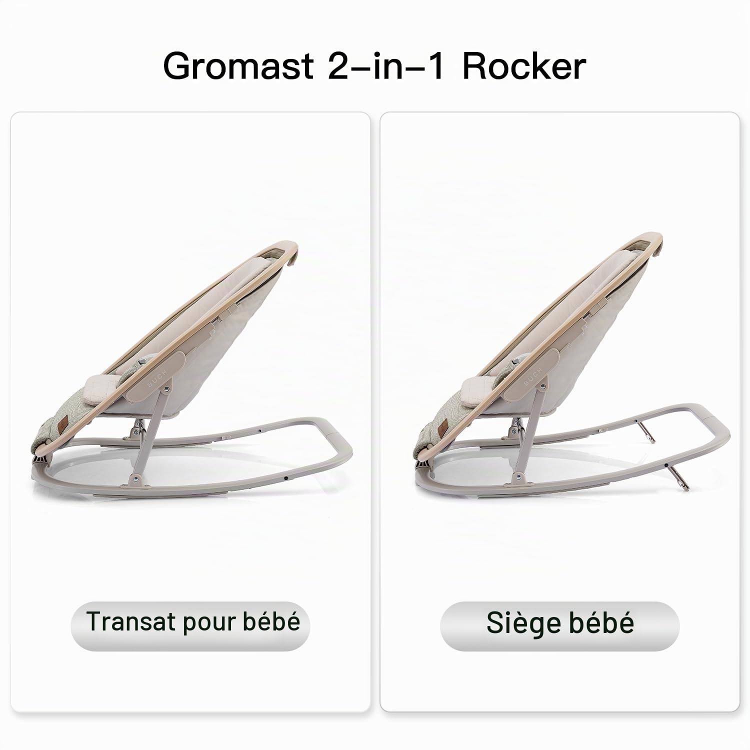 Gromast Transat 2-en-1 pour bébés, transat portable à 3 positions d'inclinaison, avec jouets suspendus et sac de transport - Vert