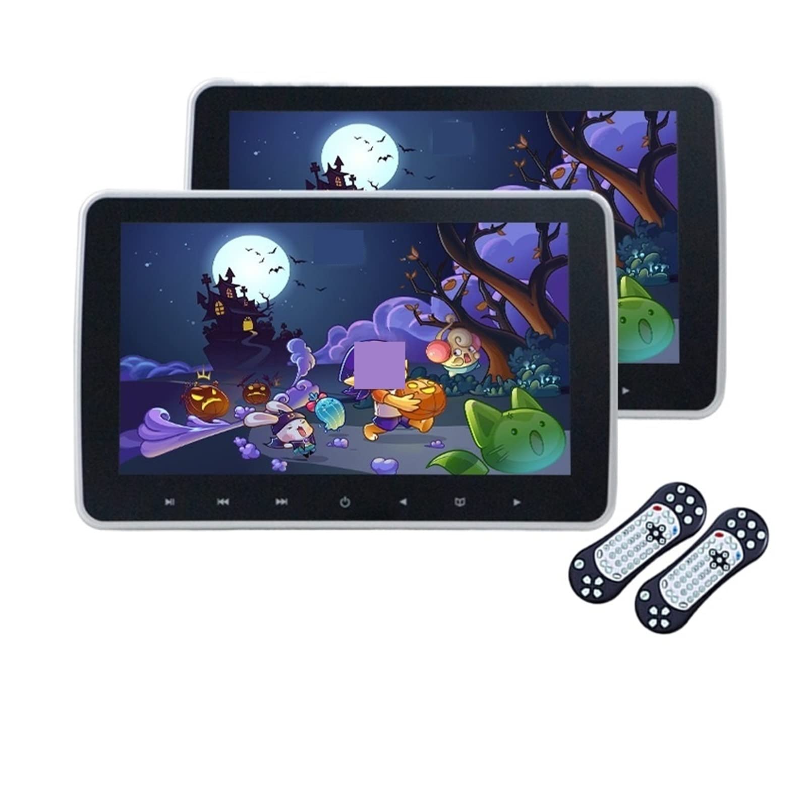Lettore DVD Lettori video for auto da 10,1 pollici Portatile MP5 Schermo LCD Poggiatesta Pulsante a sfioramento Monitor gioco USB SD FM Altoparlante IR Viaggi in famiglia(2 DVD Player Monitor)