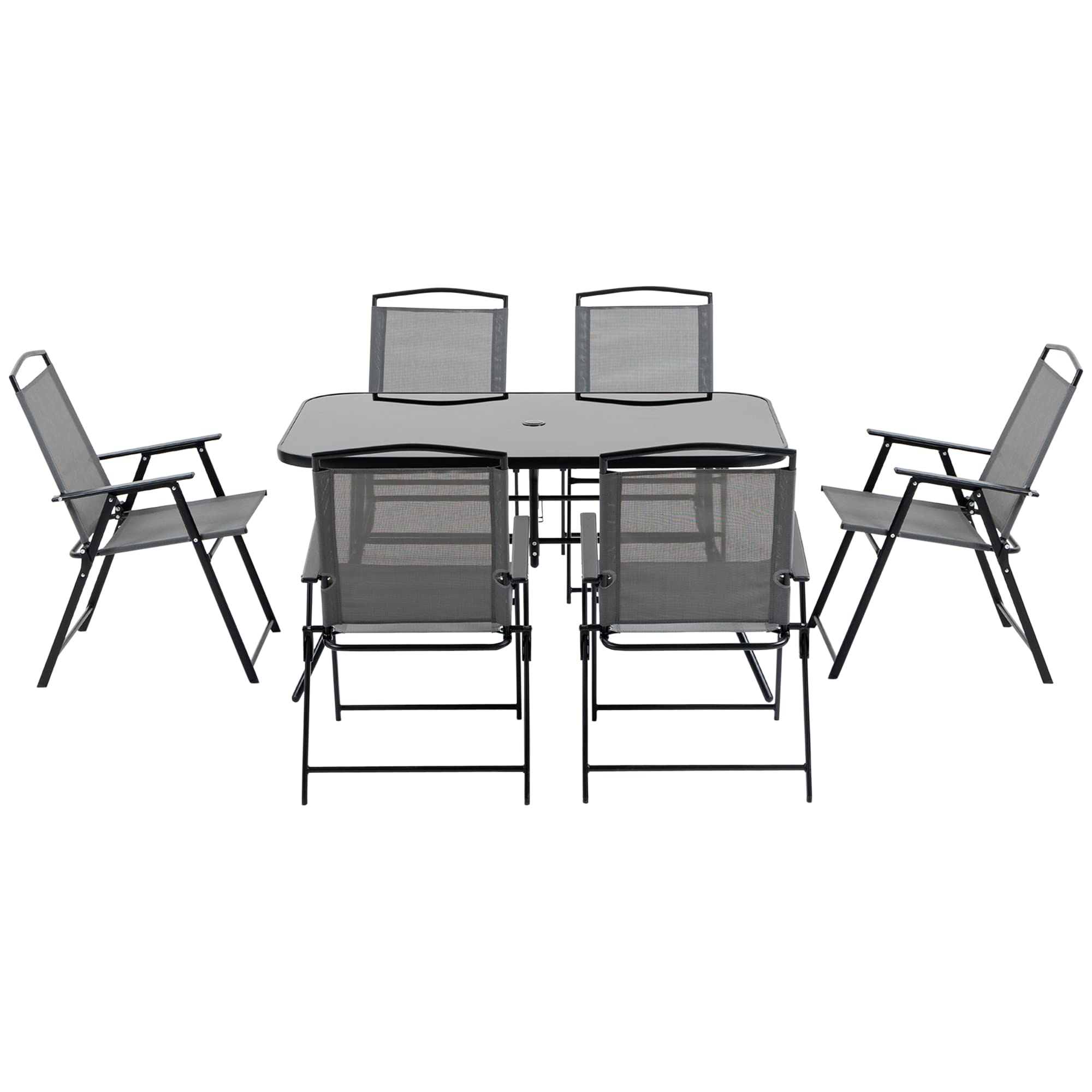 Buy Outsunny 7 Piece Garden Furniture Set with Glass Dining Table and