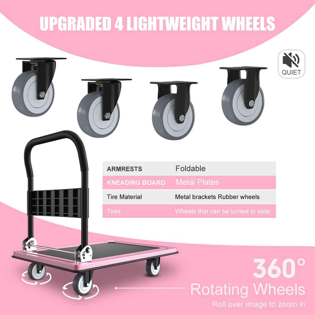 WUD Folding Push Cart - 1100 lb Capacity -2