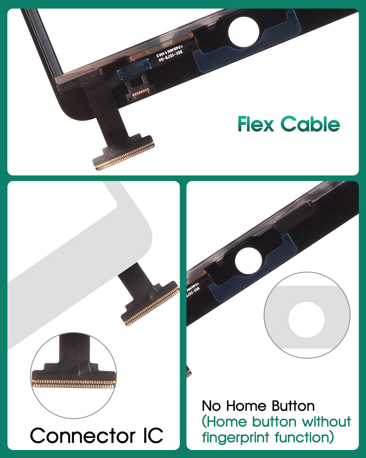 SRJTEK Reemplazo de Pantalla para iPad Mini 1 2 A1432, A1454, A1455, A1489, A1490, Lente de Cristal digitalizador de Pantalla táctil con IC Chip Flex Cable Assembly(Blanco)