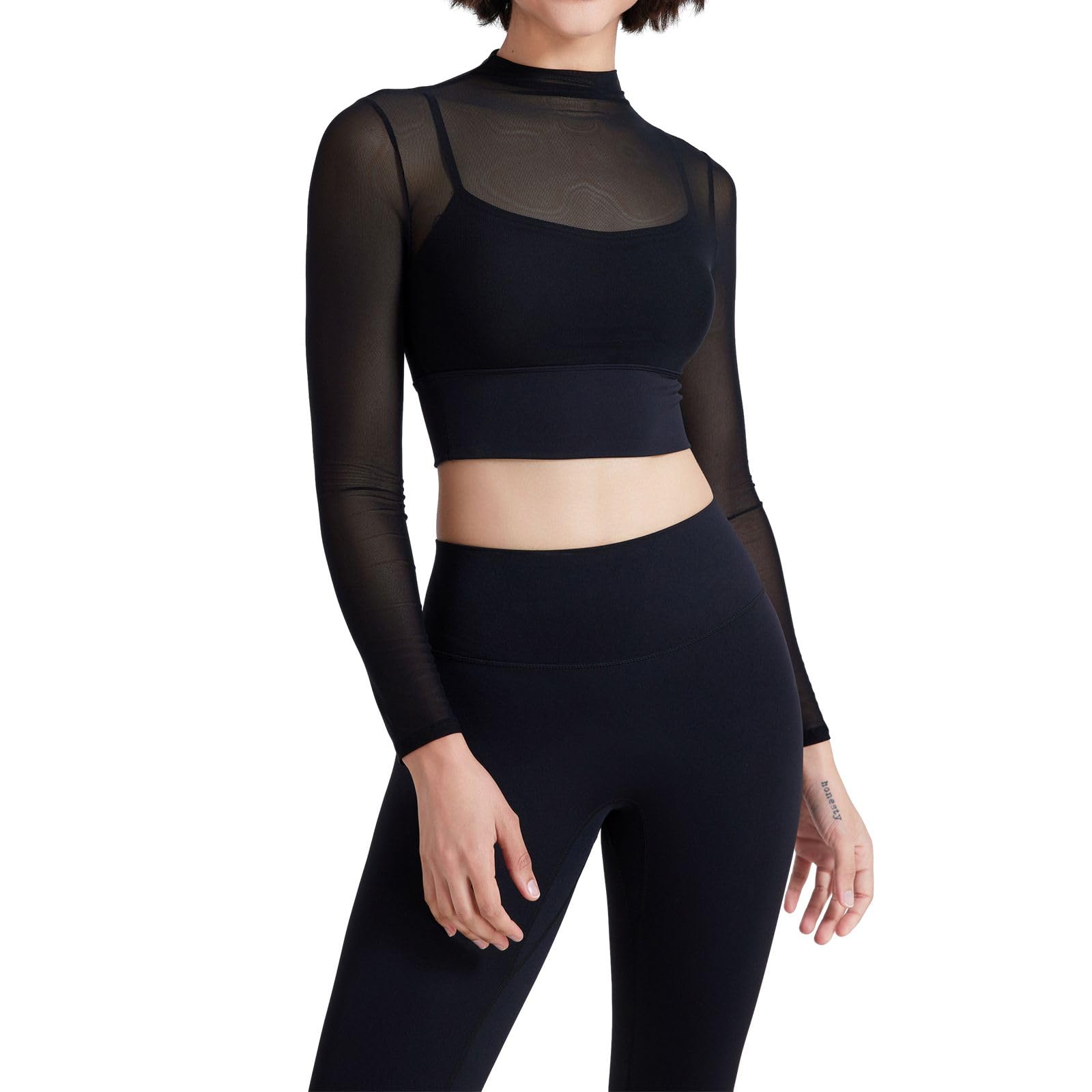 sheer long sleeve workout top
