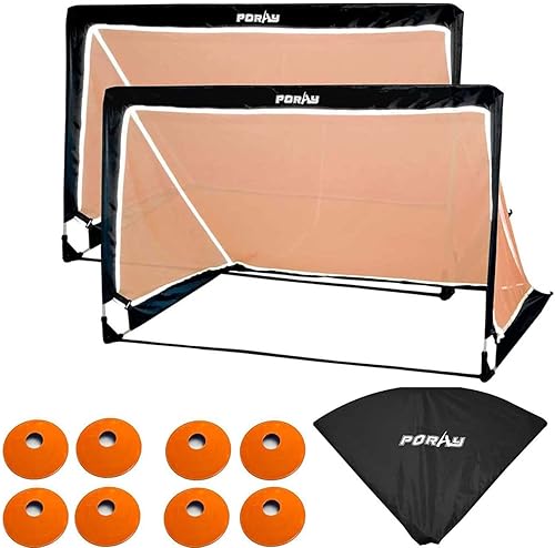 Poray - Red de portería de fútbol portátil para niños y adultos, portería de fútbol desplegable de 4 pies y 6 pies con Oxford 210D y estacas