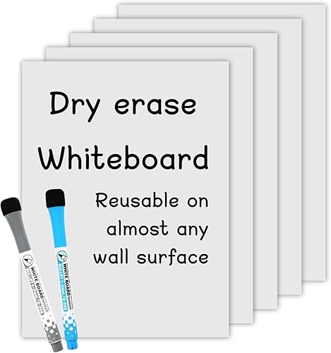 Miniatura 10 de Pizarra blanca autoadhesiva de borrado en seco para pared, hojas de borrado en seco de 16 x 12 pulgadas, paquete de 2 y 2 marcadores, pizarras