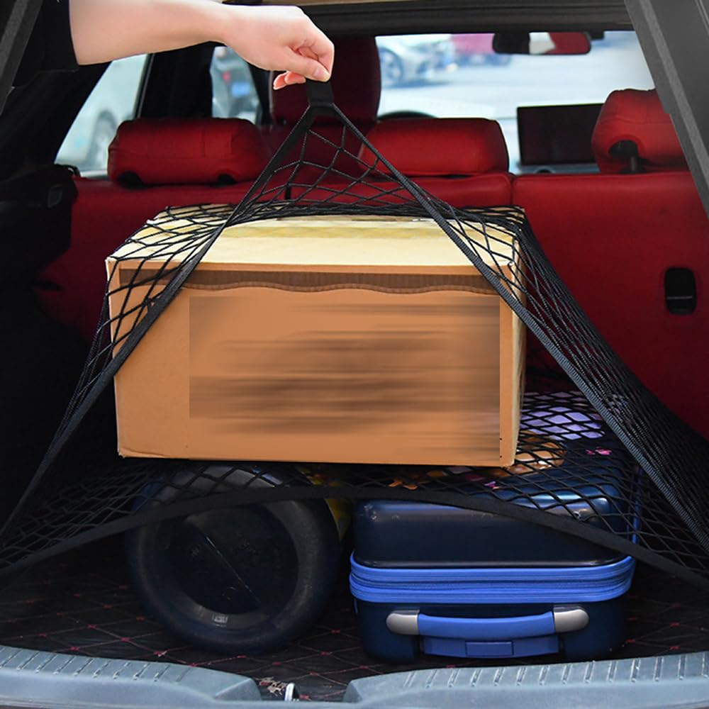 Filet De Coffre Voiture pour Hyundai i30 (FD GD PD 2007-2025 2026),Organisateur De Coffre À Double Couche avec Bordure Large,Maille Élastique pour Ranger Bagages Et Objets Divers,S