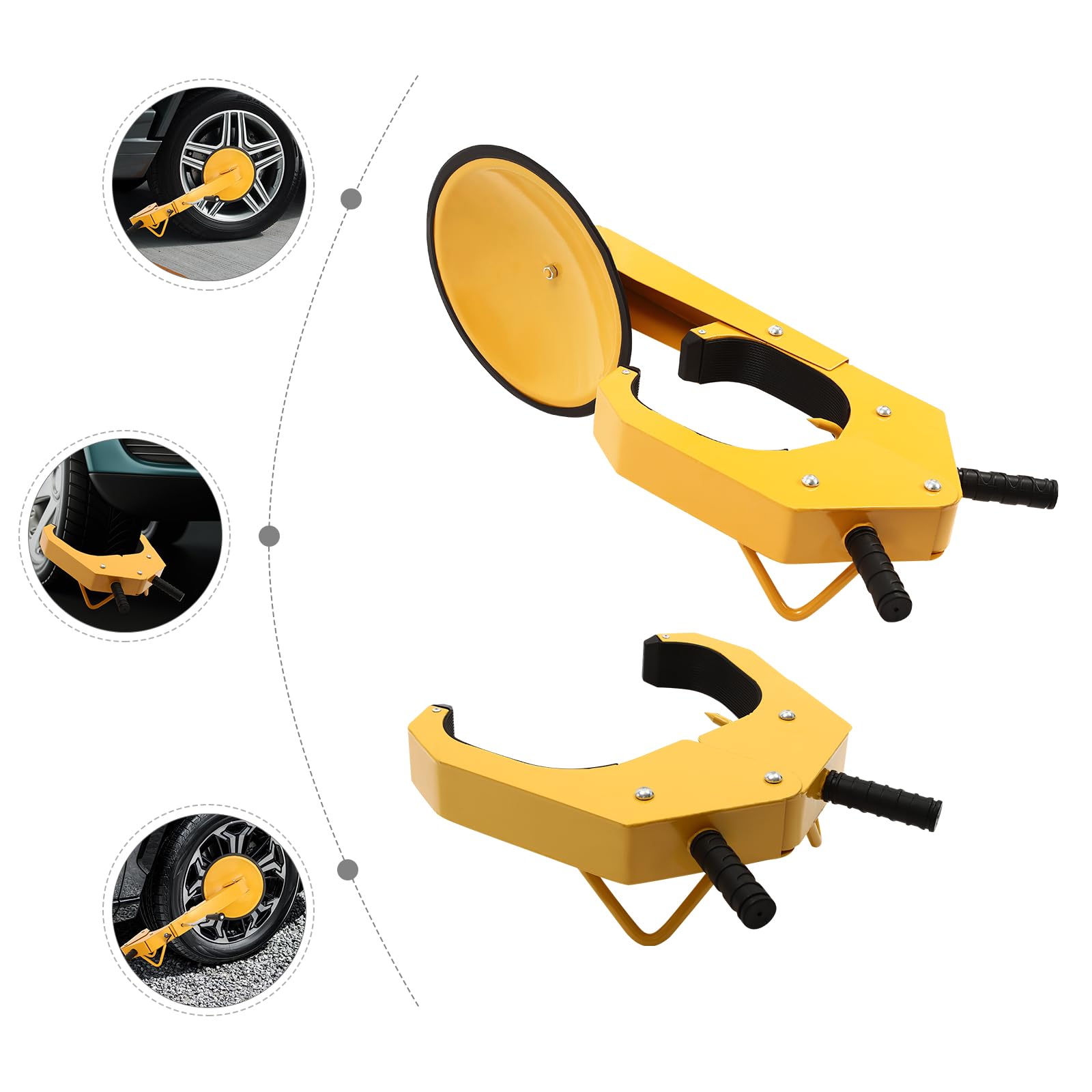 Sabot de roue universel antivol avec serrure de sécurité pour voitures, caravanes, remorques, protection en PVC