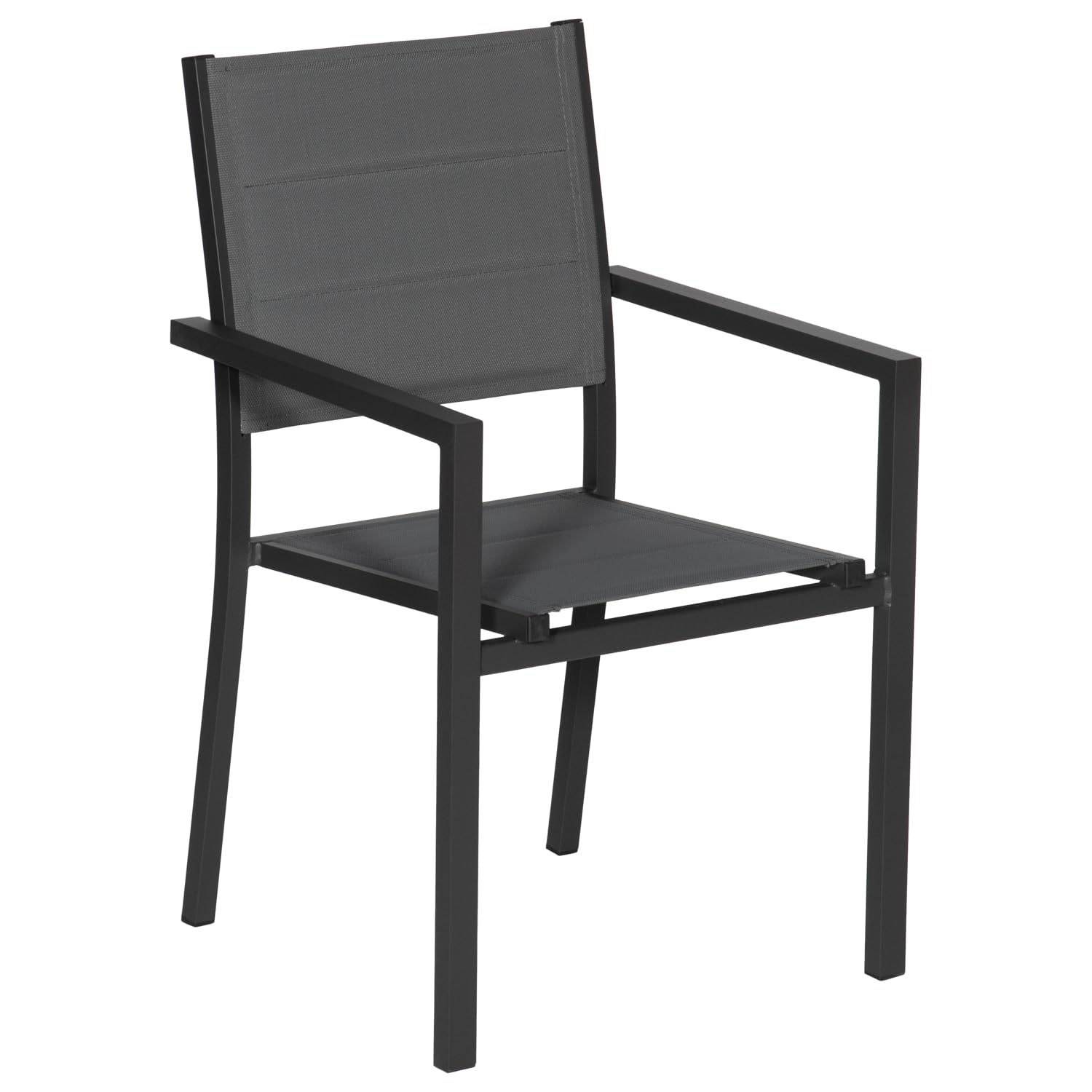 Happy Garden Lot de 8 chaises rembourrées en Aluminium Anthracite - textilène Gris