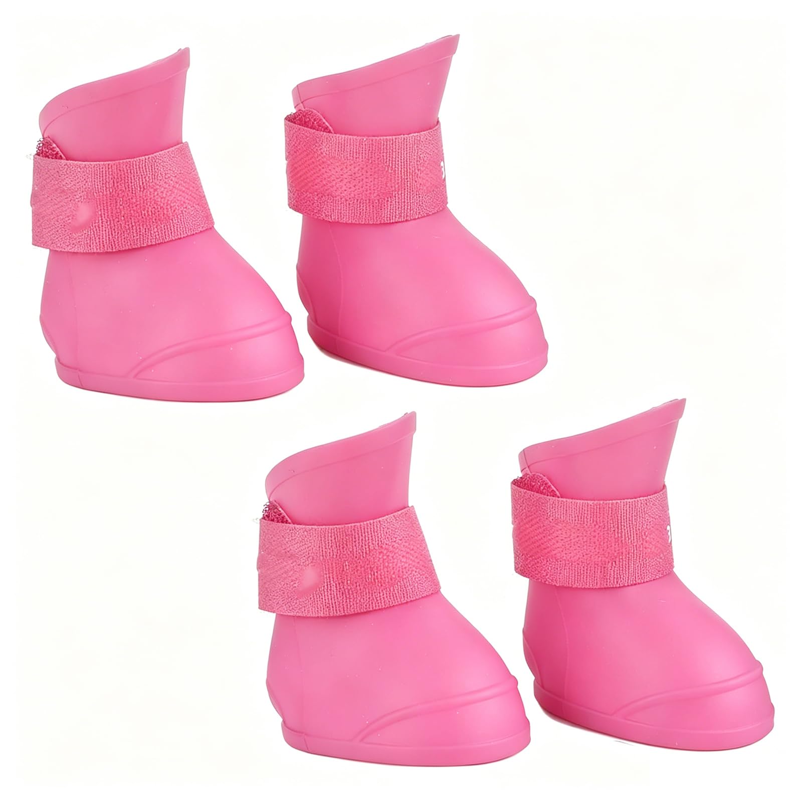 4PCS Silicone Dog Boots Water Proof Anti Slip Pet Rain Shoes for Small Dogs (Pink, XL)