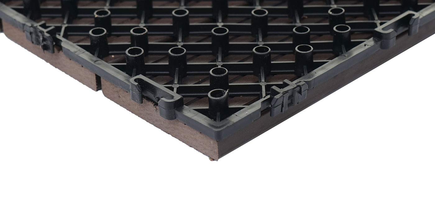 Mendler WPC HWC-E20 - Baldosa para Suelo (Aspecto de Madera, para Balcones y terrazas), 11x je 30x30cm = 1qm, geprägt Grau-Braun