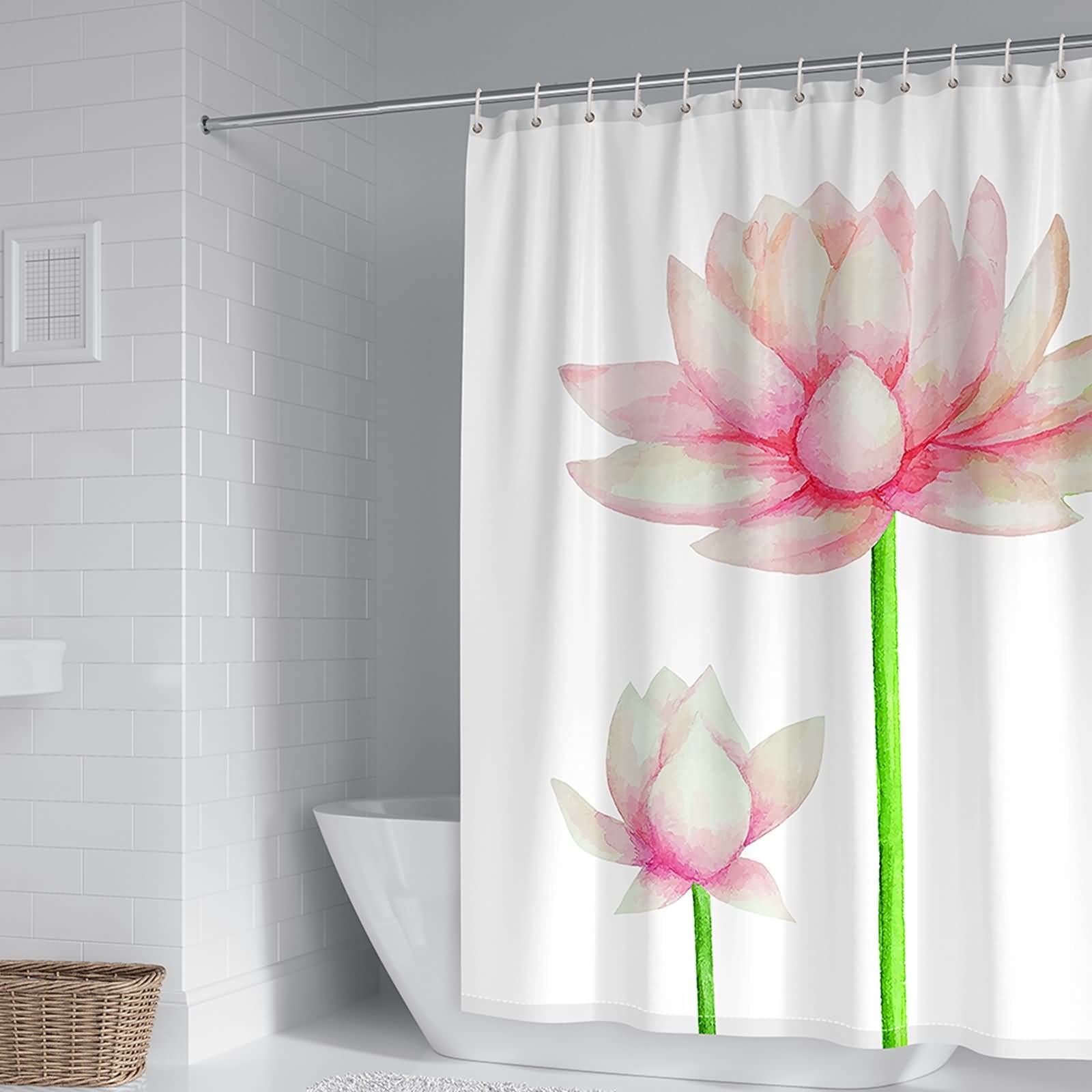 Rideau de douche sans moisissure KnSam en tissu imperméable rose 150x200cm