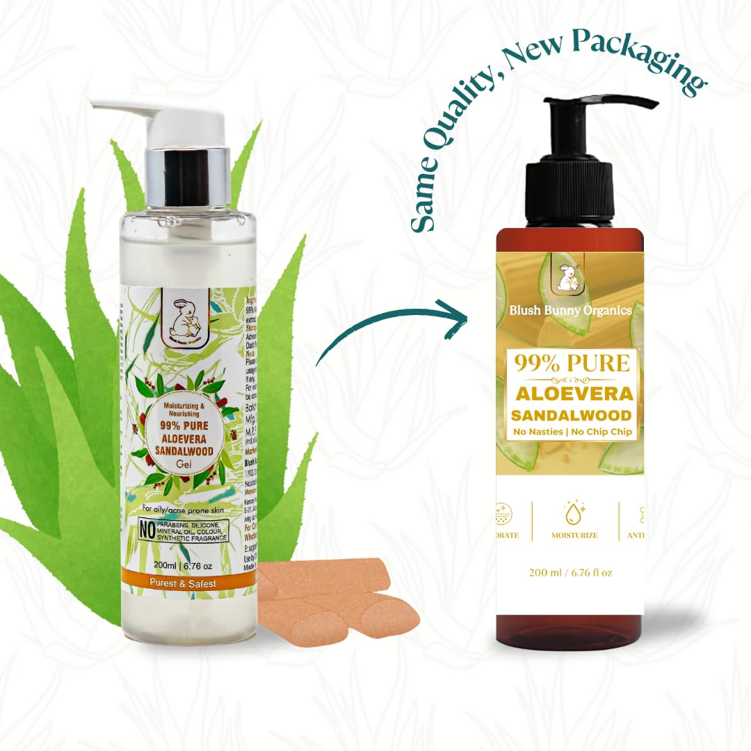 99% Pure Aloe Vera Sandalwood Gel for All Type of Skins & Hairs 200ml / 6.76 oz