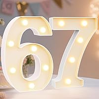 Vista 34 de Pooqla Letras y Números Decorativos con Luces LED, Letras y Números de Neón de Plástico Blanco para Decoración de Fiestas, Bodas, Funciona