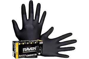 Safety 66518 Raven Powder-Free Disposable Black Nitrile 6 Mil Gloves, Large