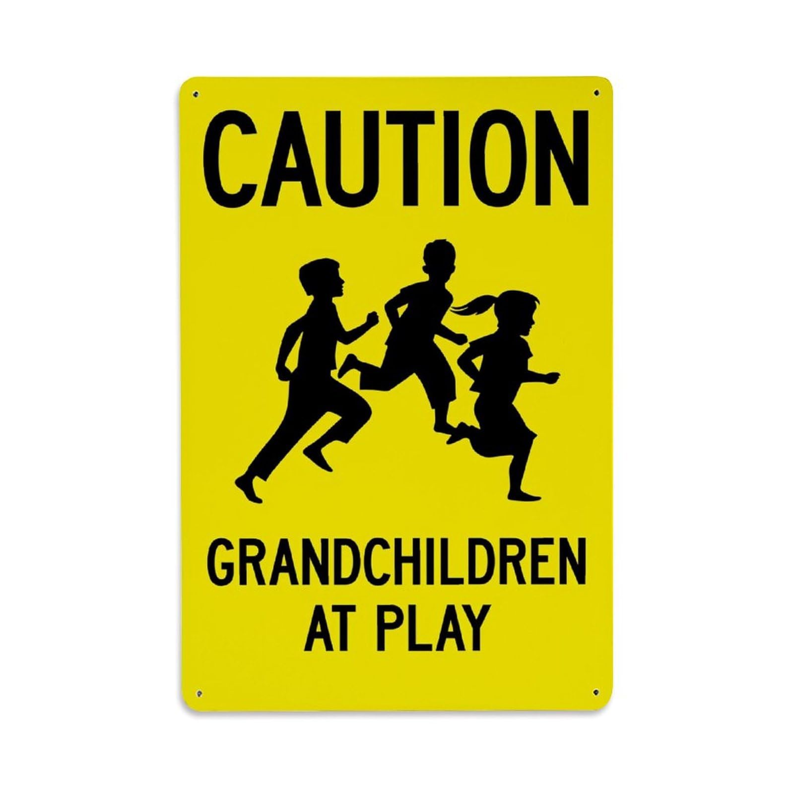 Enderetf Vintage Caution Grandchildren At Play Tin Sign Metal Poster, Home Bar Garage Man Cave Cafe Indoor & Outdoor Wall Decoration 8X12inches