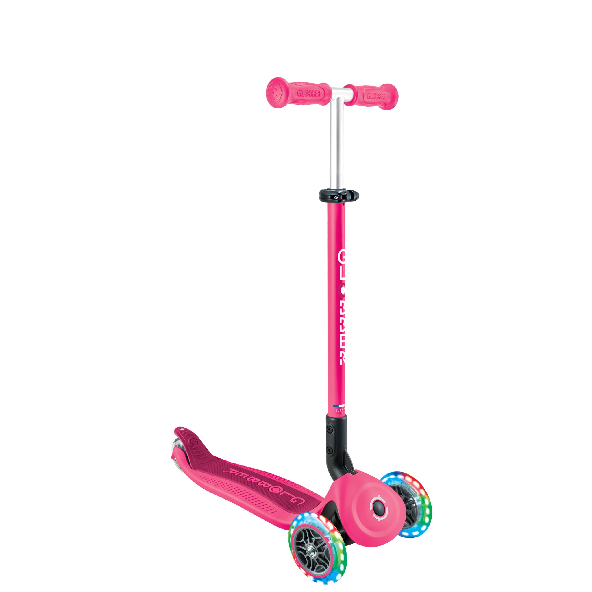 GLOBBER GO-UP Active Lights – rower trójkołowy 3 w 1, rowerek biegowy i skuter, 120/80 mm, 3-kołowy, z regulacją wysokości