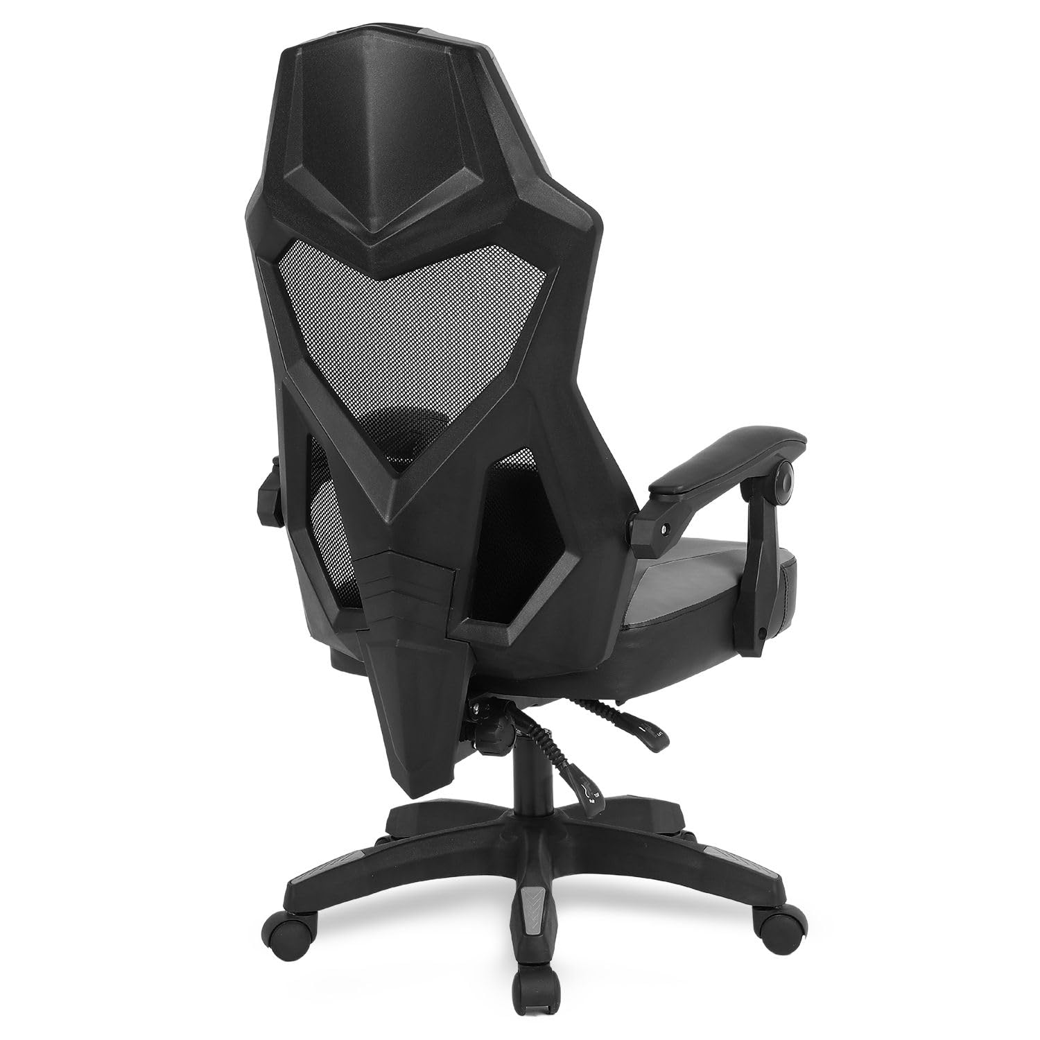 Silla Gaming Ergonómica, Malla Transpirable, Respaldo Reclinable 135°, Blanco y Negro