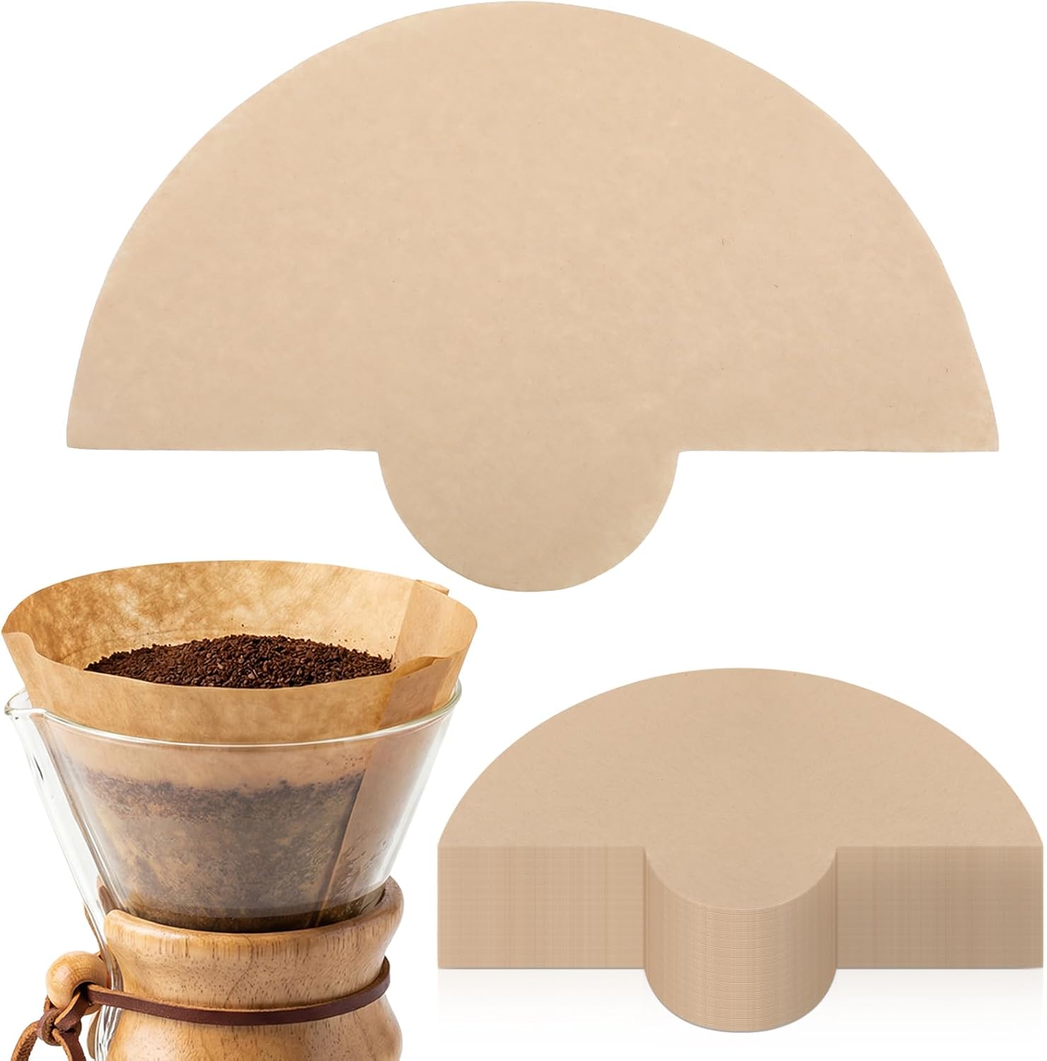 Lemonroad 200 Count Half Moon Coffee Filters Unbleached 3-6 Cup Filters