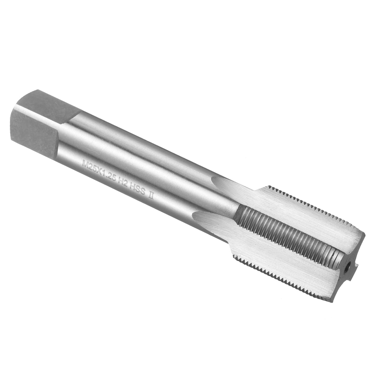 sourcing map Hand Plug Tap M25 x 1.25 H2 Metric Thread Plug Style Taps Straight Flute Screw Tapping Threading Tool High Speed Steel HSS6542