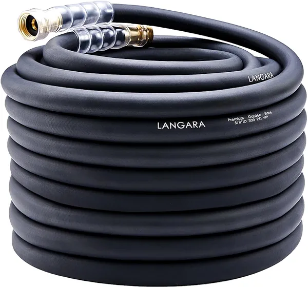 Heavy Duty Premium Garden Hose 90ft x 5/8", 300PSI Working, 1000PSI Burst, Water Hose with Transparent Swivel Handle - Hot/Cold Water - Five Layered Braiding for Durability