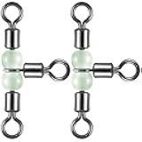 20 Pack 3-Way Fishing Swivels with Glow Beads Barrel Swivels Fishing Tackle T Shape Stainless Steel Three Way Catfish Rig