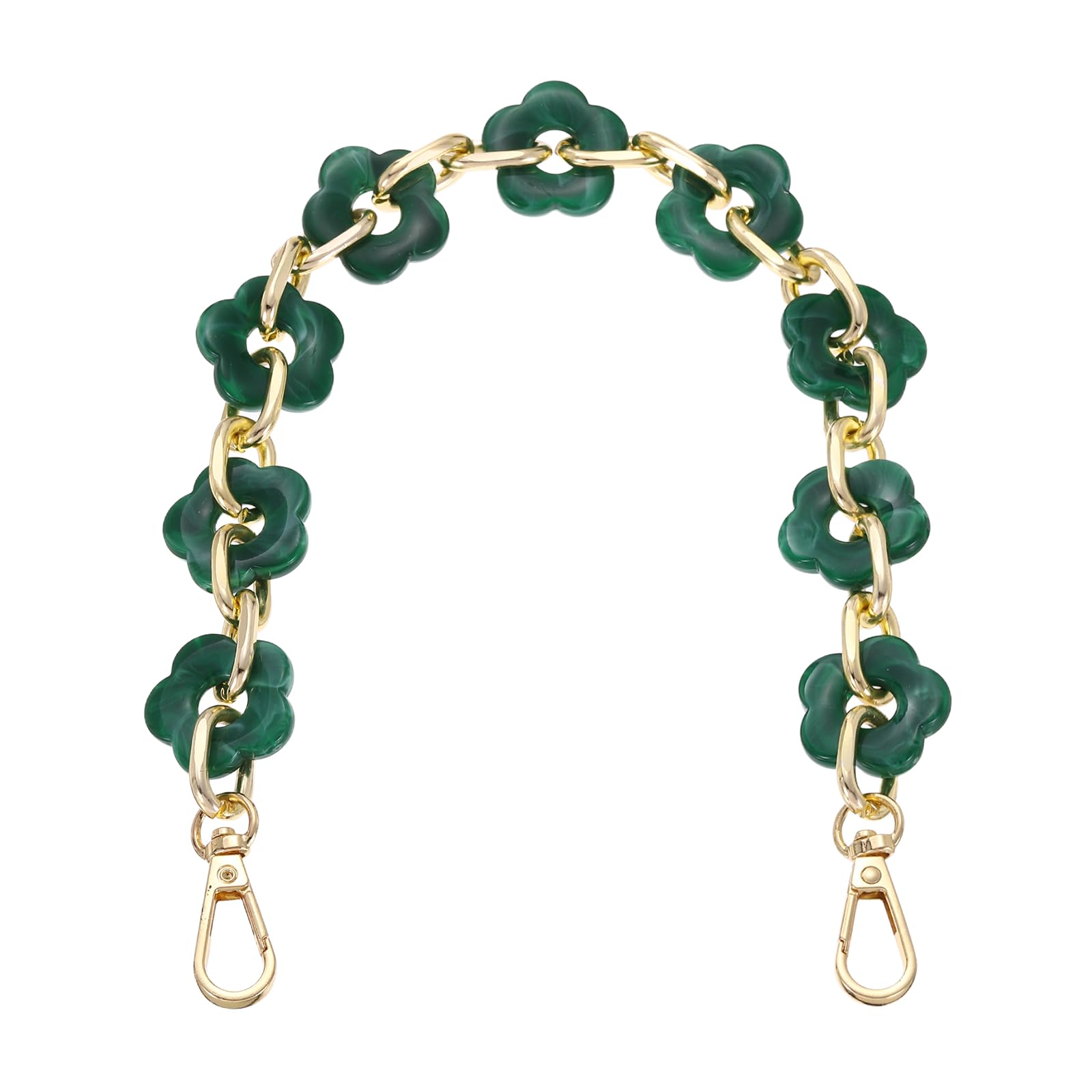 uxcell 15.7" Acrylic Chain Strap, Flower Chunky Purse Extension Decorative Short Chain, Women Bag Charm Replacement for Handbag, Wallet, Crossbody Shoulder Bags, Forest Green-image-46
