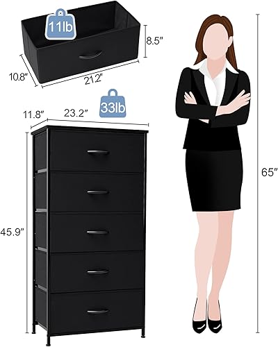 Miniatura 3 de Crestlive Products Cómoda alta para dormitorio, torre de almacenamiento vertical, cómoda de tela ancha y cómoda para armario, pasillo, entrada con