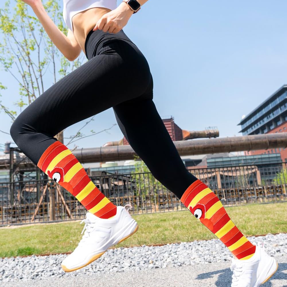 LUKBERA 4 Pairs Thanksgiving Turkey Socks, Turkey Trot Running Socks Striped Mid-calf Socks for Thanksgiving Women Men Autumn Holiday Gifts Decor - Image 8