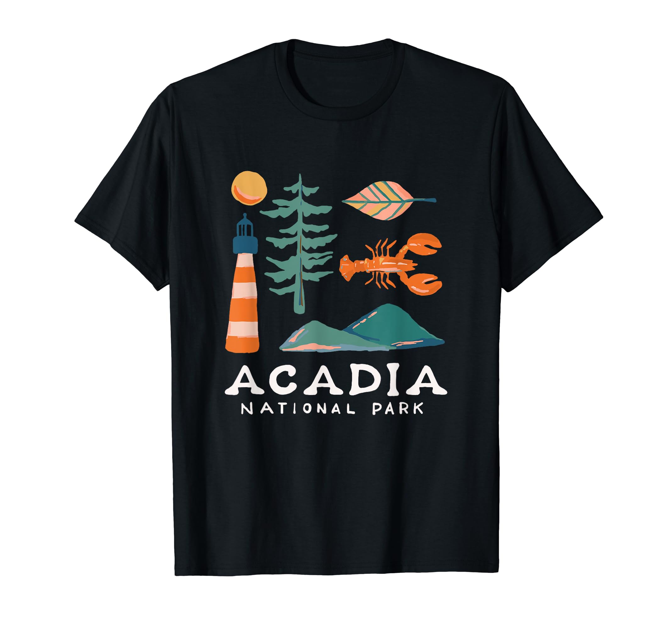 Vintage Clothing StoreAcadia National Park Travel Icons Maine Vacation Souvenir T-Shirt