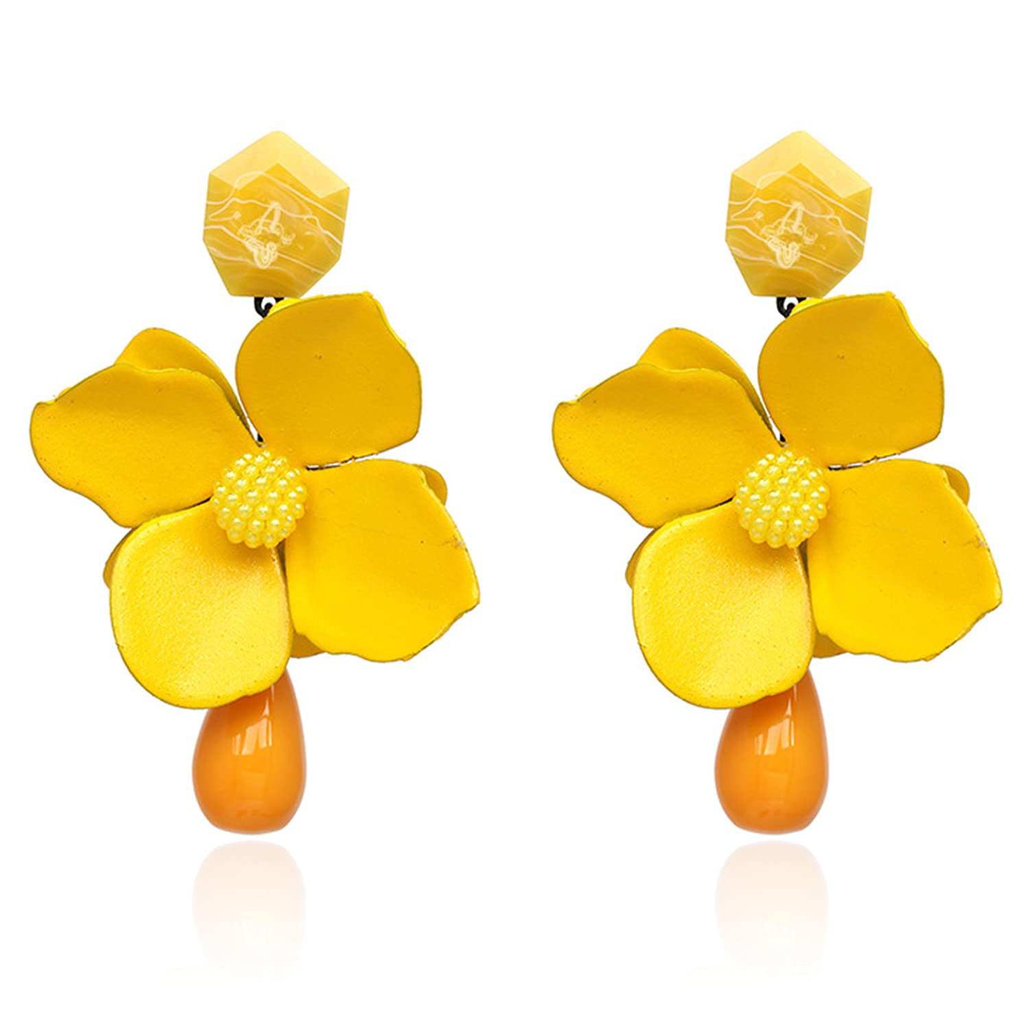 T-ztoss Retro Teardrop Big Flower Dangle Earrings Boho Layered Floral Petal Drop Earrings Statement fashion Earring for Women