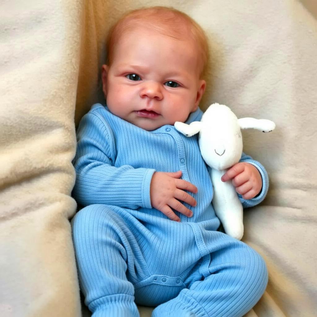 Anano Reborn Puppen Junge 17 Zoll Echte Babypuppen Lebensechte Babypuppe Realistische Neugeborene Babypuppen Real Life Size New Born Babypuppe Blaue Augen Kleinkind Baby Säuglingspuppe