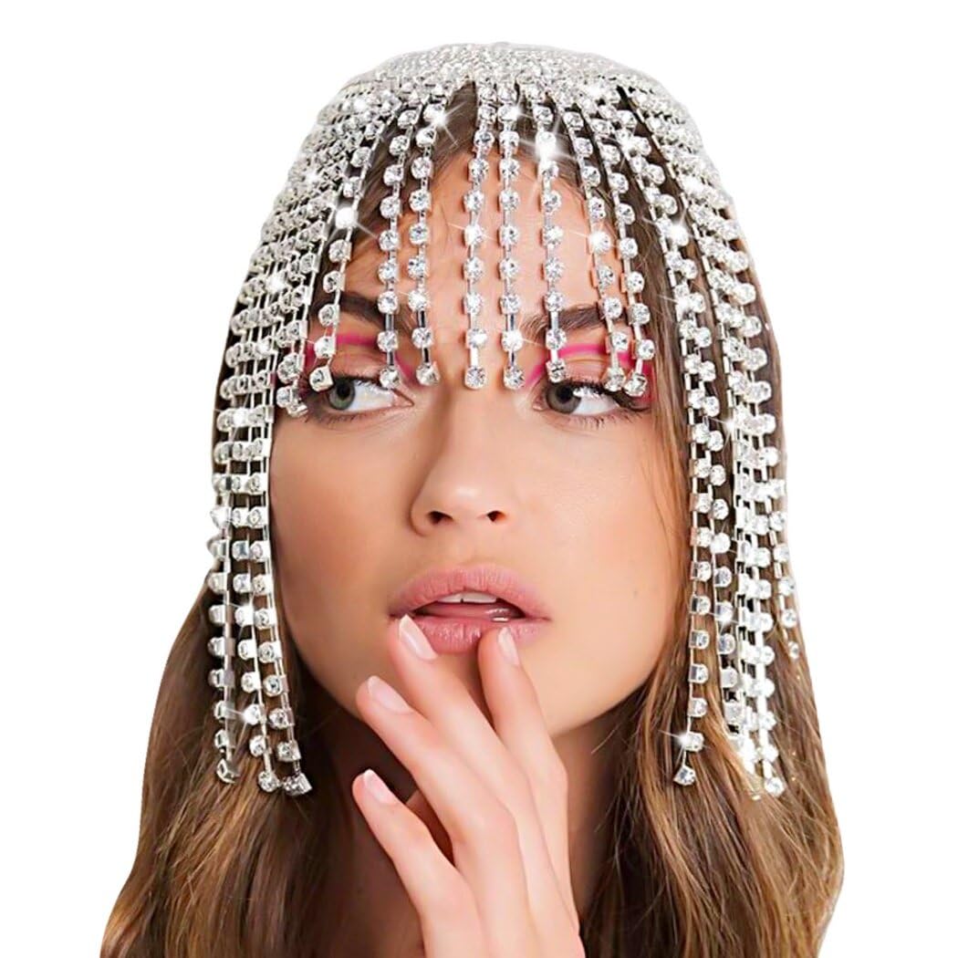 Gatsby Chaîne de tête à pompon en cristal pour femme et fille Accessoire de cheveux élégant des années 1920 pour fête, mariage et cosplay