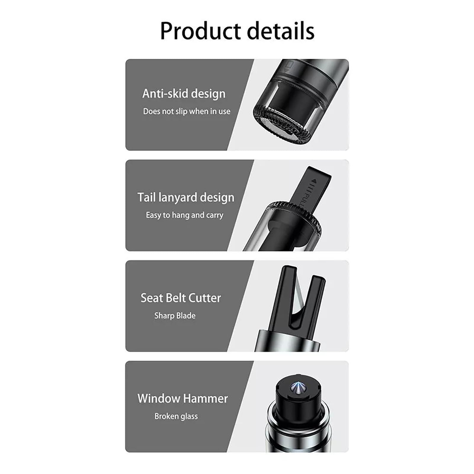 2Pcs Black Car Safety Hammer Window Breaker Seat Belt Emergency Escape Cutter Replacement