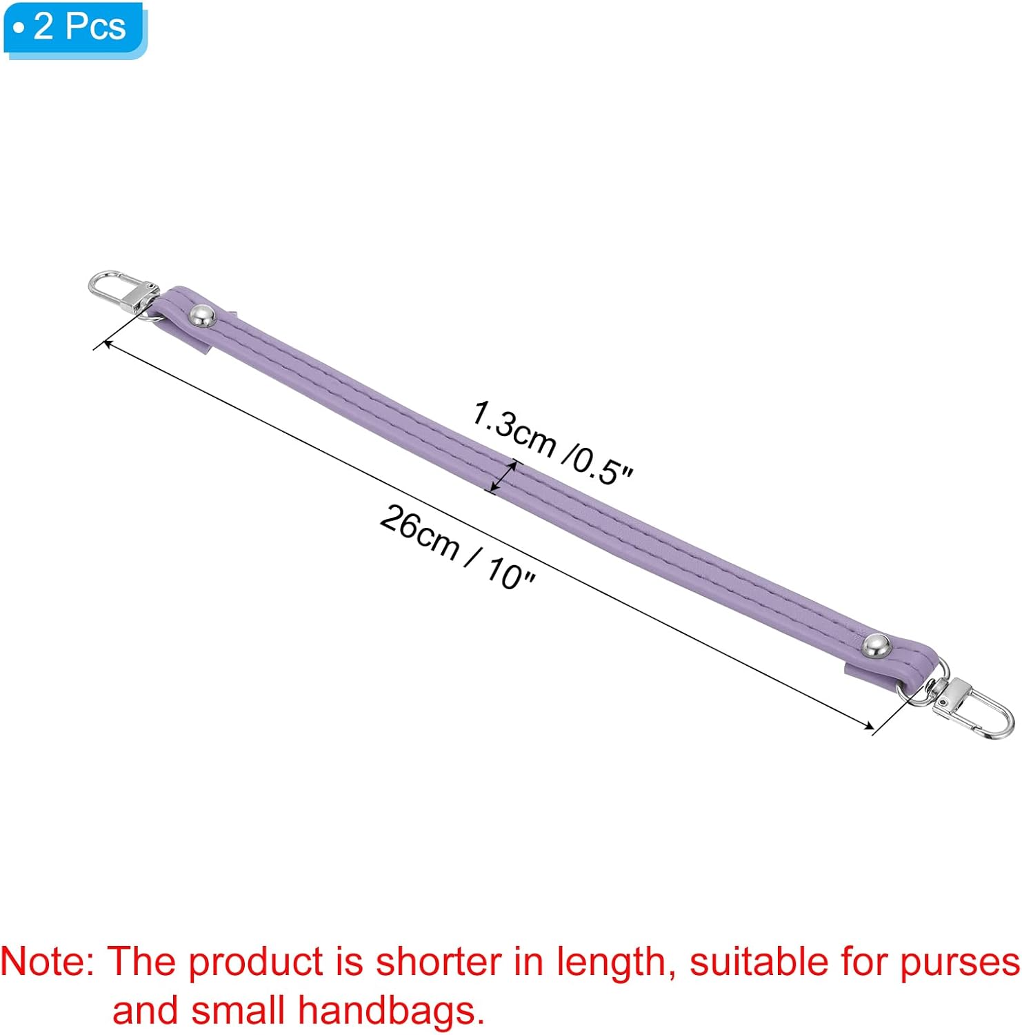 PATIKIL Leather Purse Handle Strap, 2 Pcs 10 Inch Leather Purse Strap Replacement DIY Women Clutch Bag Handbag Top Handle Strap Repair Accessories Purple - Image 2