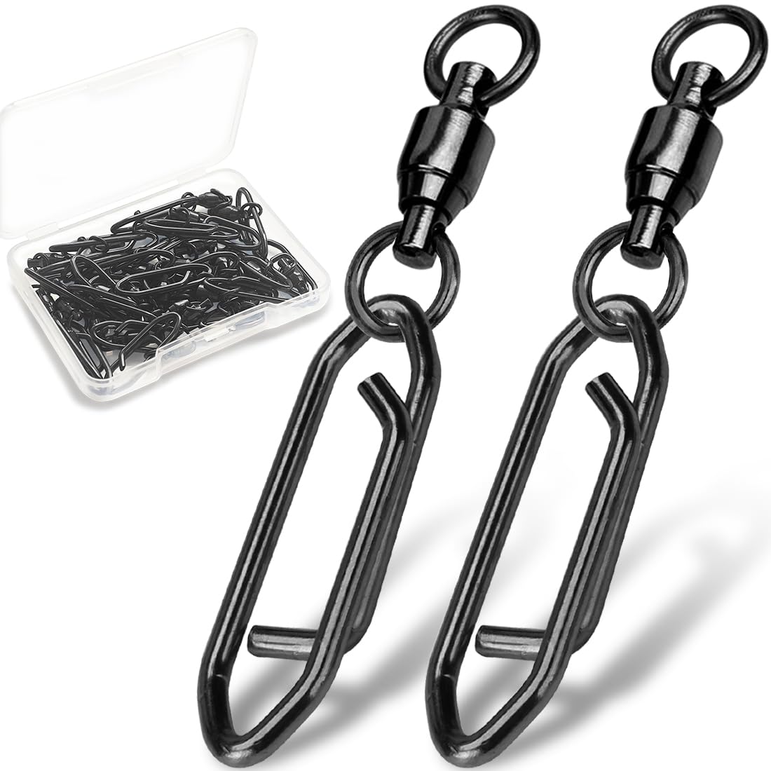 TOKUTSURI Fishing Power Clips Ball Bearing Swivels Fishing Clips Quick Change Topwater Speed Clips Snap Swivels Saltwater Freshwater Black 20Lbs 25Pcs